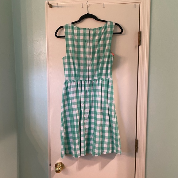 ModCloth cookout on the town cutout gingham dress S summer plaid green white - Picture 5 of 7